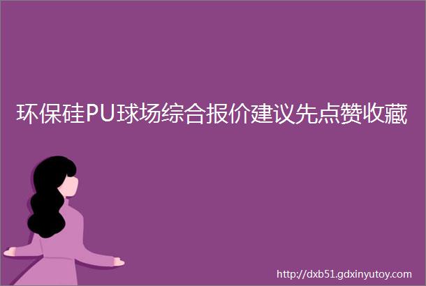 环保硅PU球场综合报价建议先点赞收藏